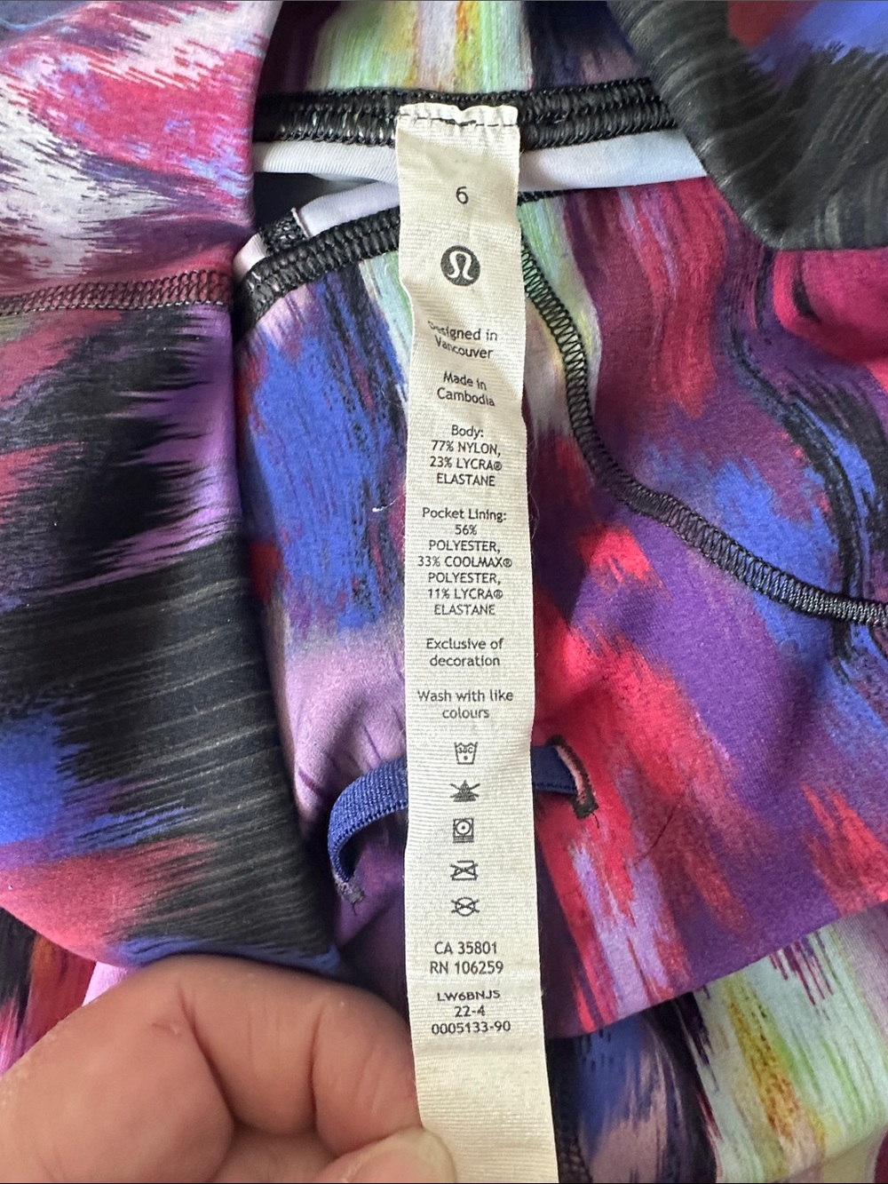 Lululemon colorful leggings size 6, excellent condition! Worn once - Picture 2 of 8